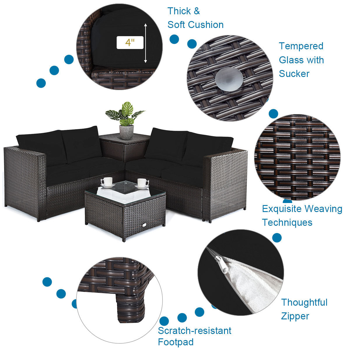 5-Piece Patio Furniture Set with 42-Inch Propane Fire Pit