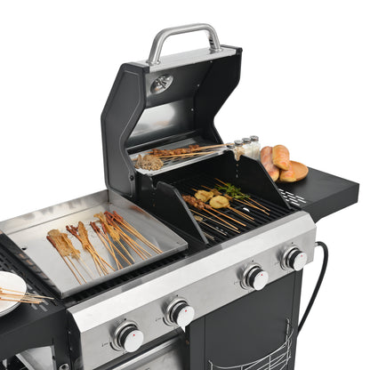 2+2 Gas Grill and Griddle Combo, Stainless Steel, 466 Sq. In.