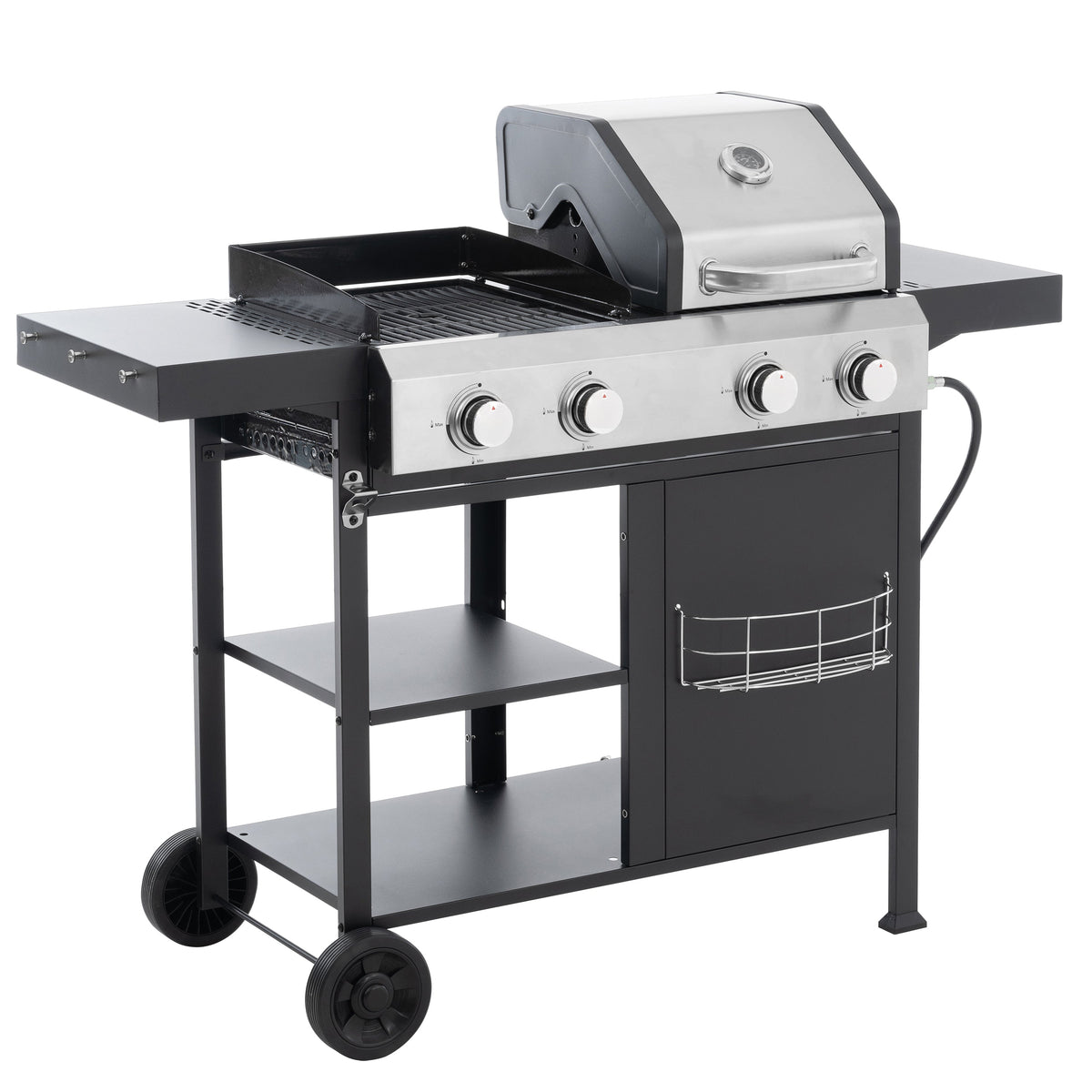 2+2 Gas Grill and Griddle Combo, Stainless Steel, 466 Sq. In.