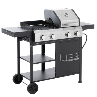2+2 Gas Grill and Griddle Combo, Stainless Steel, 466 Sq. In.