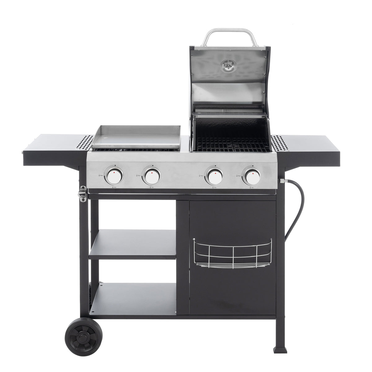 2+2 Gas Grill and Griddle Combo, Stainless Steel, 466 Sq. In.