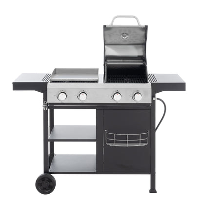 2+2 Gas Grill and Griddle Combo, Stainless Steel, 466 Sq. In.