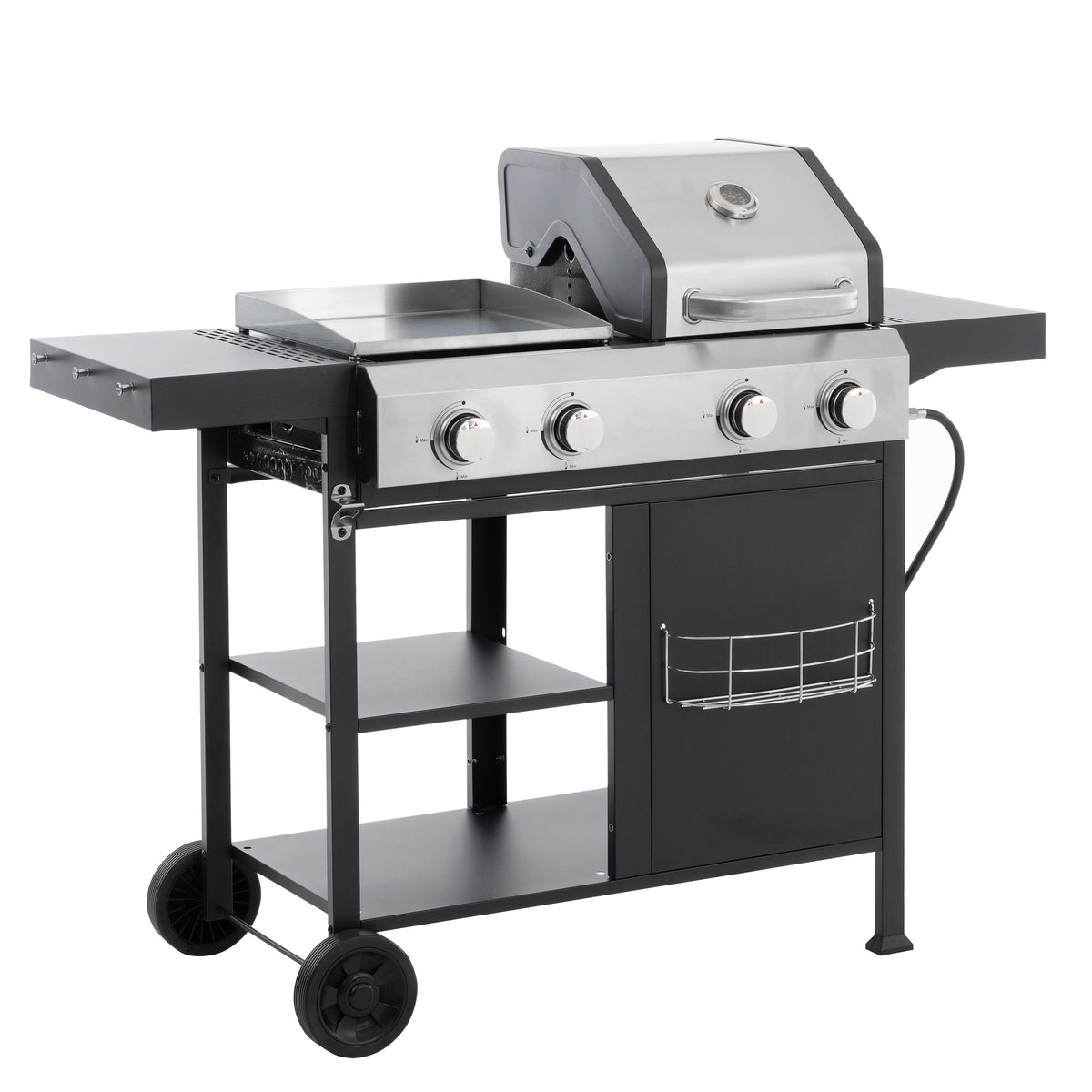 2+2 Gas Grill and Griddle Combo, Stainless Steel, 466 Sq. In.