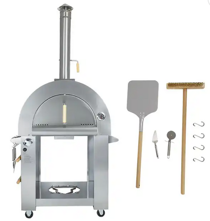 32-Inch Dual Fuel Pizza Oven, Stainless Steel, Gas or Wood-Fired