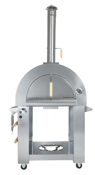 32-Inch Dual Fuel Pizza Oven, Stainless Steel, Gas or Wood-Fired