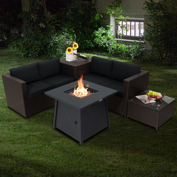 5-Piece Patio Furniture Set with 30-Inch 50,000 BTU Fire Pit