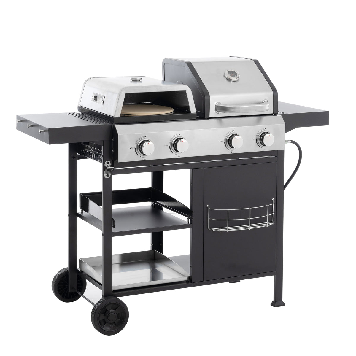 2+2 Gas Grill and Griddle Combo, Stainless Steel, 466 Sq. In.