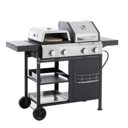 2+2 Gas Grill and Griddle Combo, Stainless Steel, 466 Sq. In.