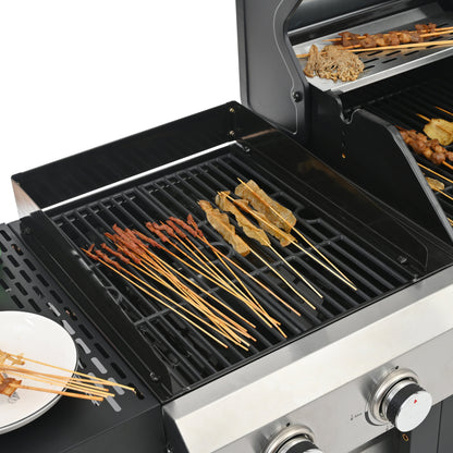 2+2 Gas Grill and Griddle Combo, Stainless Steel, 466 Sq. In.