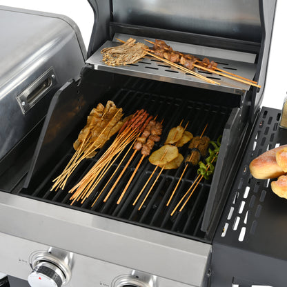 2+2 Gas Grill and Griddle Combo, Stainless Steel, 466 Sq. In.