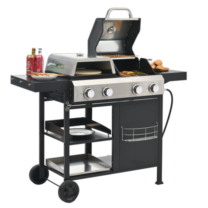 2+2 Gas Grill and Griddle Combo, Stainless Steel, 466 Sq. In.