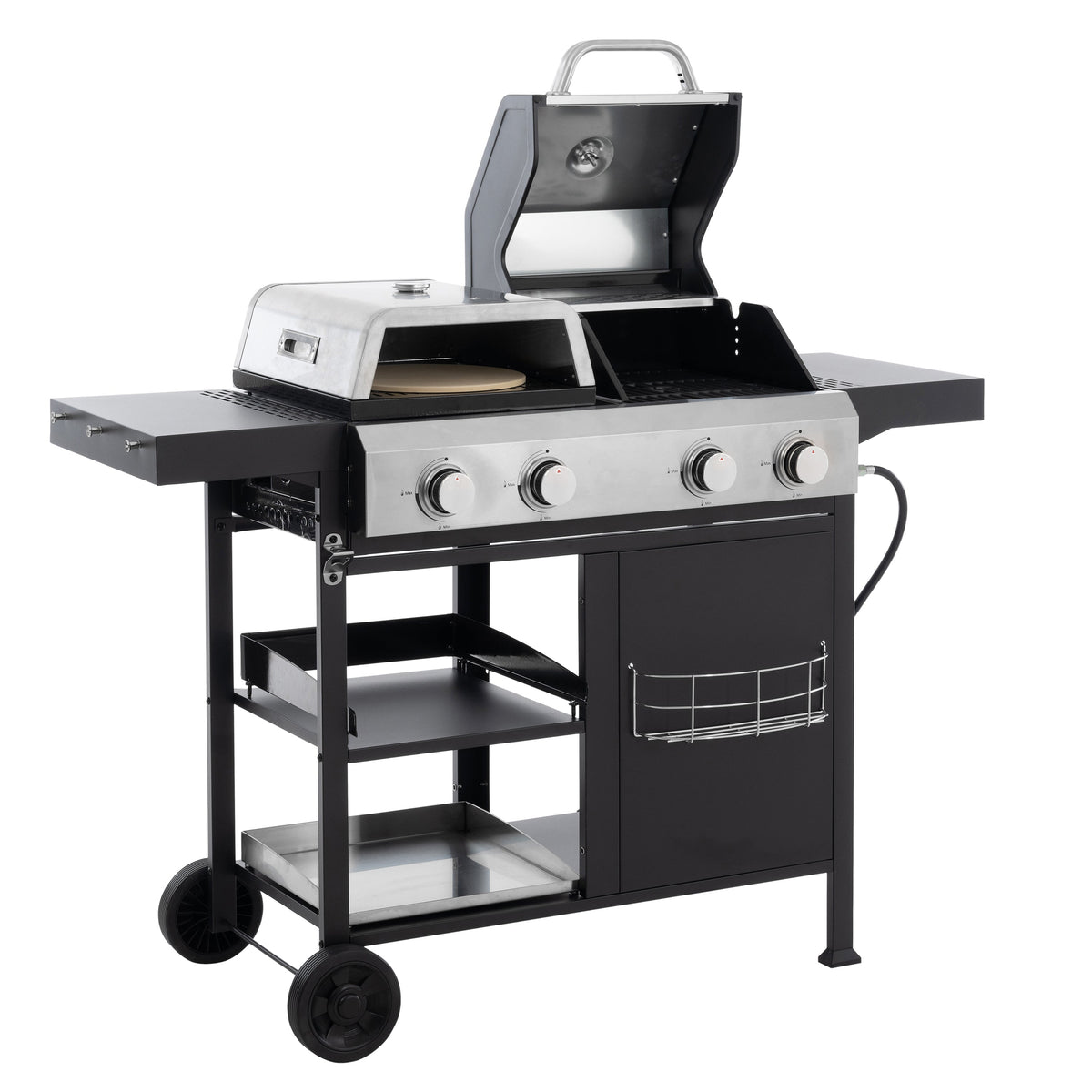 2+2 Gas Grill and Griddle Combo, Stainless Steel, 466 Sq. In.