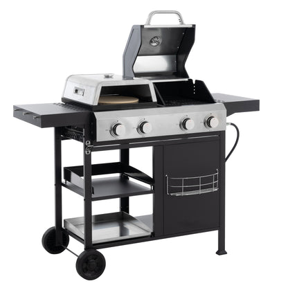 2+2 Gas Grill and Griddle Combo, Stainless Steel, 466 Sq. In.