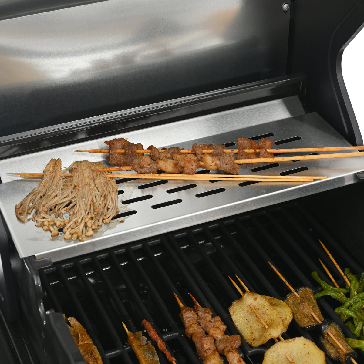 2+2 Gas Grill and Griddle Combo, Stainless Steel, 466 Sq. In.