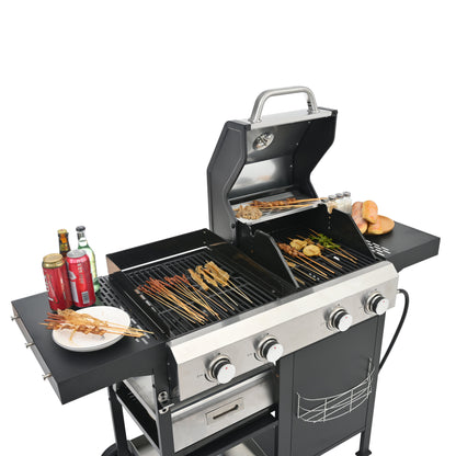 2+2 Gas Grill and Griddle Combo, Stainless Steel, 466 Sq. In.
