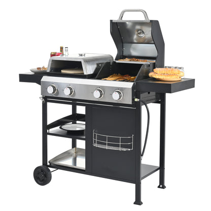 2+2 Gas Grill and Griddle Combo, Stainless Steel, 466 Sq. In.