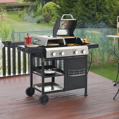 2+2 Gas Grill and Griddle Combo, Stainless Steel, 466 Sq. In.