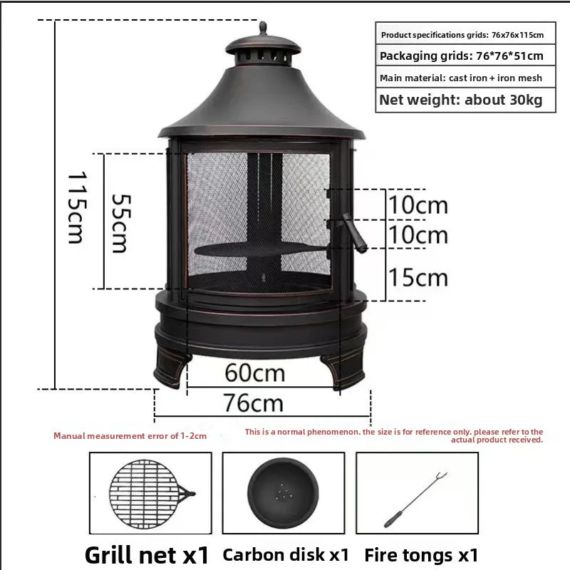 Portable Charcoal Grill and Firewood Cooking Stove, 37 kg