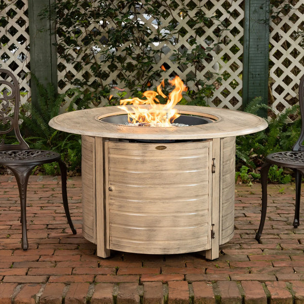 42-Inch Round Aluminum Propane Fire Pit Table, Driftwood Finish