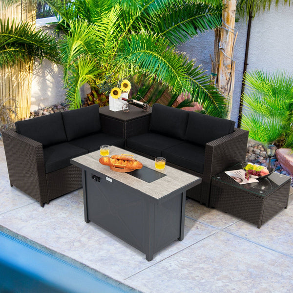 5-Piece Patio Furniture Set with 42-Inch Propane Fire Pit